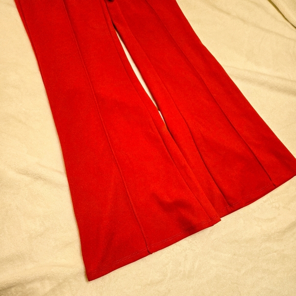 Bright Red High Waisted Work Pants with Gold Hardware A'gaci  NWT - Picture 4 of 7
